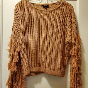 Rust colored sweater with fun fringe